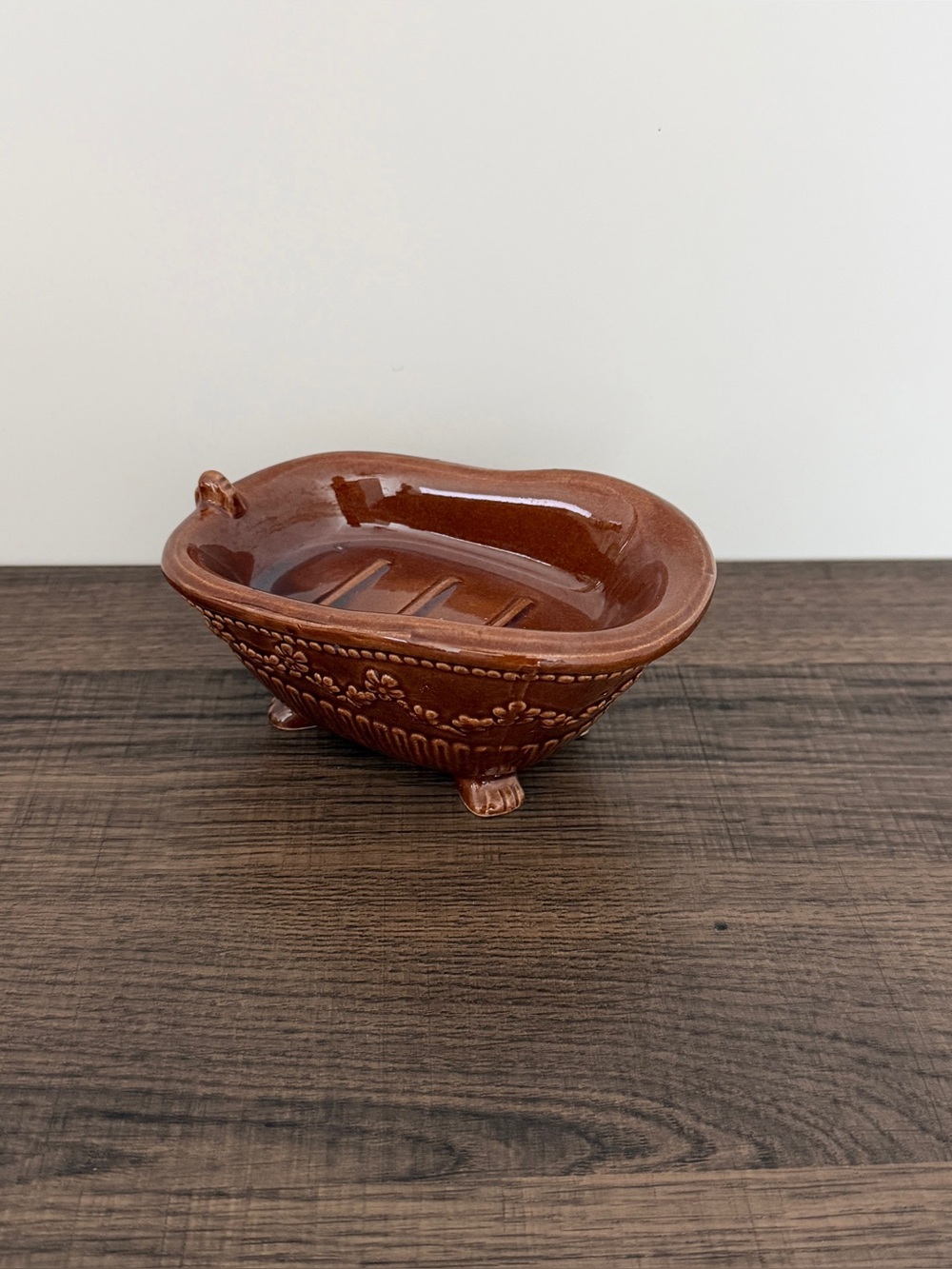 VTG Victorian Cottagecore Ceramic Floral Clawfoot Tub Soap Trinket Jewelry Dish